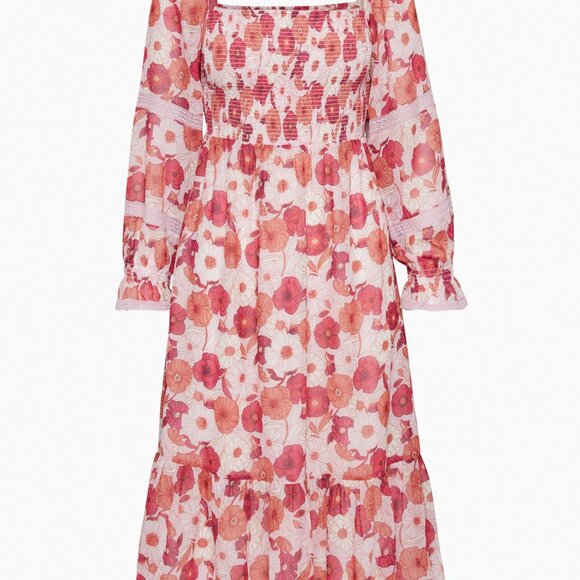 Aritzia - Wilfred grace dress Smocked square-neck midi dress - Picture 5 of 10